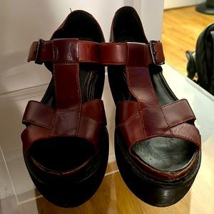 Dr Marten Adaya Platform Slingbacks in oxblood burgundy. Size 39/US 8